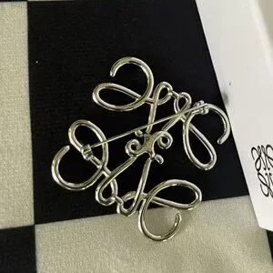 Authentic LOEWE Anagram Brooch - Silver-Tone, New with Branded Packaging